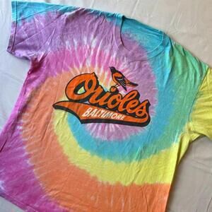Baltimore Orioles Liquid Blue Tie-Dye T-Shirt MLB Rainbow Spiral Unisex XL